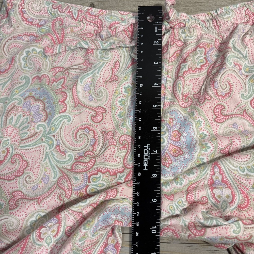 Lauren Ralph Lauren Women's M Pink Paisley Short Sleeve Cotton Pajama Crop Pant - Picture 10 of 10